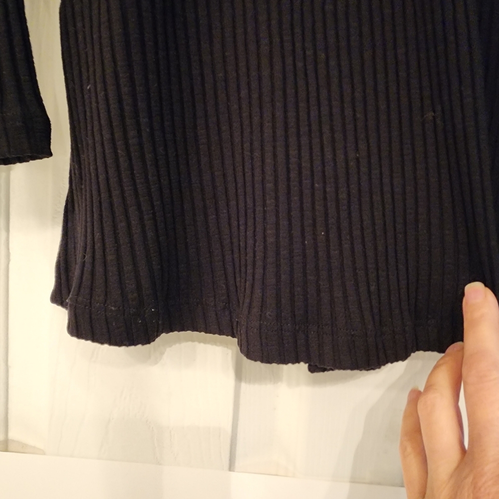 EILEEN Fisher Textured Ribbed High Neck Jacket Stretch Black Cardigan Size XS - Picture 10 of 15